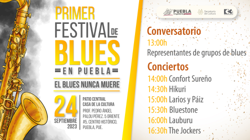 Presentará gobierno estatal Primer Festival de Blues en Puebla